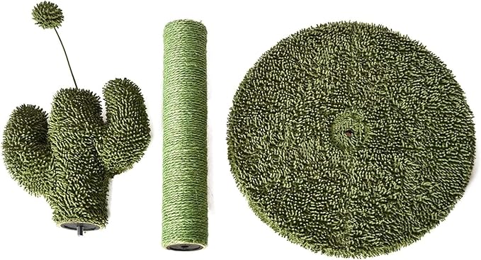 Amazon Basics Cactus Cat Scratching Post with Dangling Ball, 25.6 Inches, Green