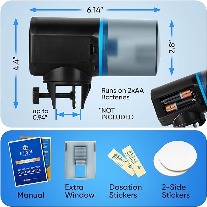 Automatic Fish Feeder for Aquarium - New Generation 2024, Auto Food Dispenser with Timer for Small Tank, Big Aquariums & Pond