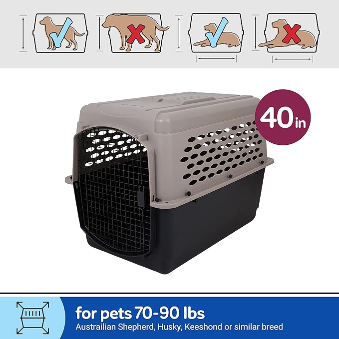 Petmate Vari Dog Kennel 40", Taupe & Black, Portable Dog Crate for Pets 70-90lbs, Made in USA