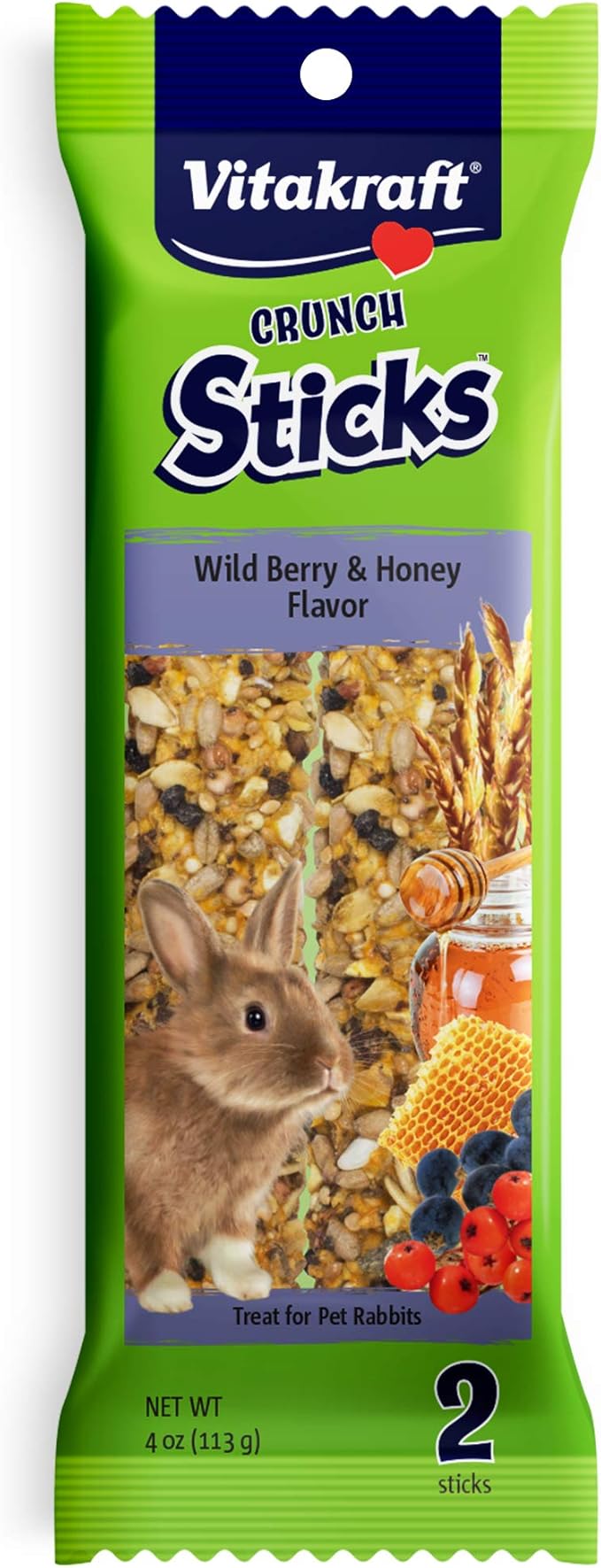 Vitakraft Crunch Sticks Rabbit Treat - Carrot and Honey - Rabbit Chew Sticks (Wild Berry & Honey)