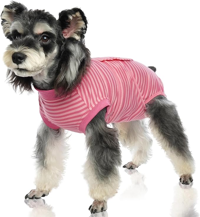 FUAMEY Recovery Suit for Dogs After Surgery,Soft Breathable Dog Bodysuit E-Collar & Cone Alternative Surgical Suit,Male Female Dog Neuter Spay Suits Anti Licking Wounds Onesie Rose Stripes XL