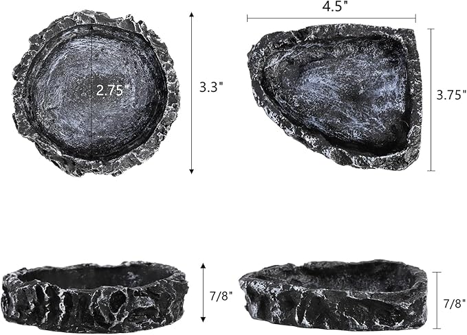 Frcctre 4 Pack Reptile Food Dish Bowl, Reptile Feeding Dish Water Bowl, Amphibian Reptile Breadworm Feeding Terrarium Bowl for Leopard Gecko Lizard Tortoise Frog Bearded Dragon Chameleon