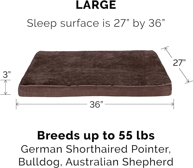 Furhaven Cooling Gel Dog Bed for Large/Medium Dogs w/ Removable Washable Cover, For Dogs Up to 55 lbs - Terry & Suede Mattress - Espresso, Large