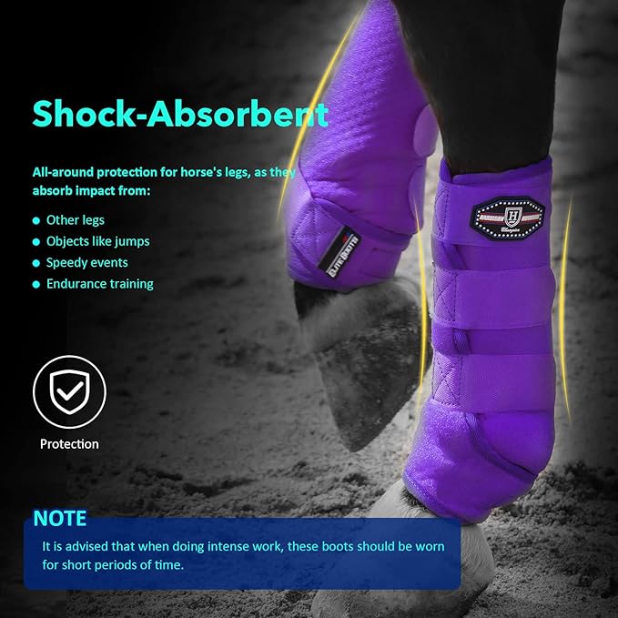 Harrison Howard Horse Sport Medicine Front Shock-Absorbing Boots All-Round Lower Limb Protection & Support Sport Boots Athletic Boots Perfect for Endurance Training and Performance Regal Purple M