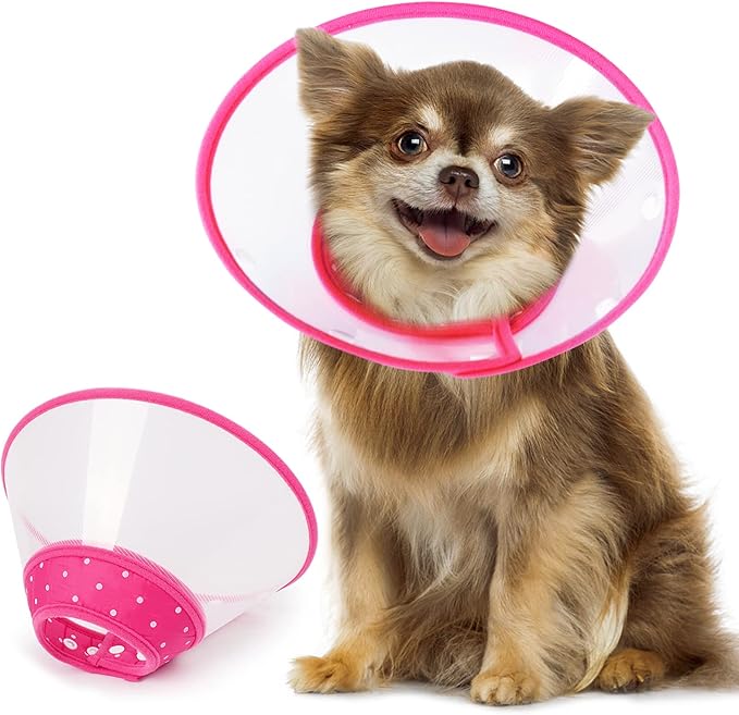 Vivifying Dog Cones for Small Dogs, Adjustable 8-9.6 Inches Soft Lightweight Elizabethan Collar for Small Dogs and Large Cats to Stop Licking Wounds After Surgery (Pink)