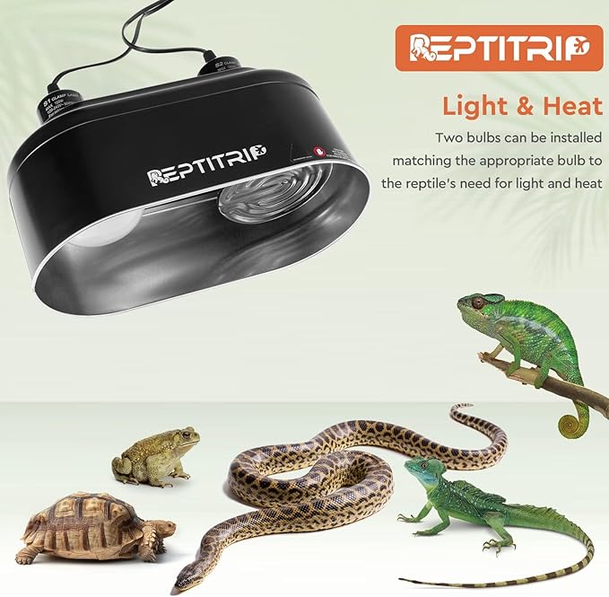 Dual Reptile Light Fixture, Suitable for Reptile Heat Lamp and UVB Reptile Light, Maximum 150W, Reptile Lighting Accessories, Improve UVB and Heat Lamp Performance E26 Socket