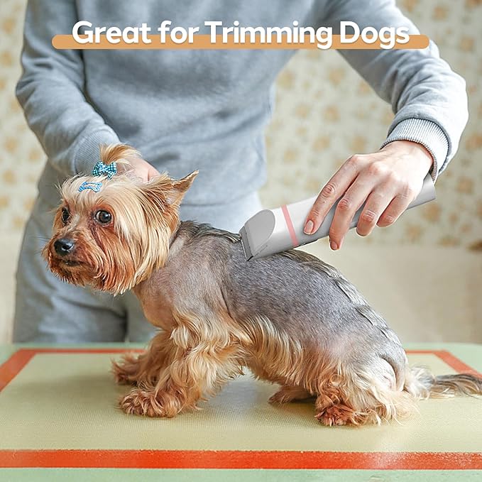 Dogs Hair Clippers Grooming Kit with Nail Grinder, 4 in 1 Cordless Electric Trimmer Low Noise USB Pet Clippers for Dogs Cat,Grooming Paws, Eyes, Ears, Face,Matted Hair