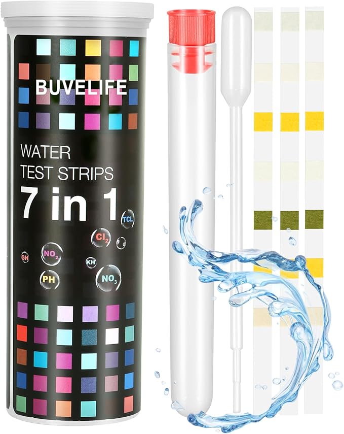 7 in 1 Aquarium Test Strips,100 Strips Aquarium Testing Kit for Freshwater Saltwater Fast & Accurate Water Testing Strips