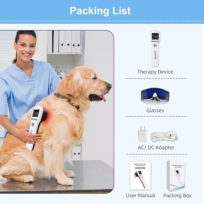 Cold Laser Therapy Device for Dogs, Laser Therapy Device for Pain Relief, 4x808nm+16x650nm, Low Level Laser Therapy for Horses Cats Accelerate Healing, Red Light Therapy for Pets, Equine, Animals