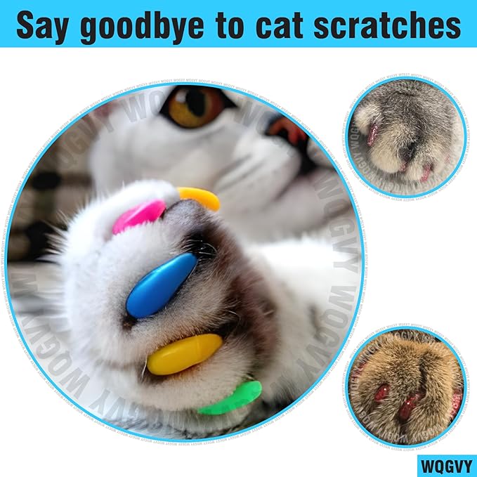 15 Colors / 150 pcs Cat Nail Caps | Cat Claw Covers with Adhesives and Applicators (S)