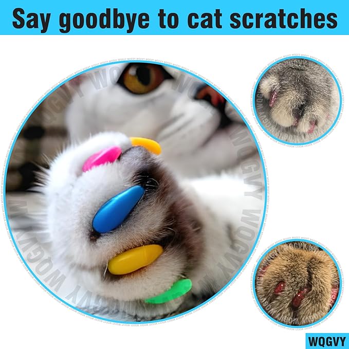 15 Colors | 150 pcs Cat Nail Caps | Cat Claw Covers Tips with Adhesives and Applicators (L)