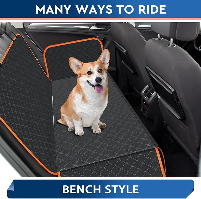 Dog Car Seat Cover Dog Seat Cover for Back Seat Scratch Prevention Dog Hammock Protects Against Dirt Dog Seat Covers for Cars Fits for Small SUVs and Trucks 60"x 64", Orange