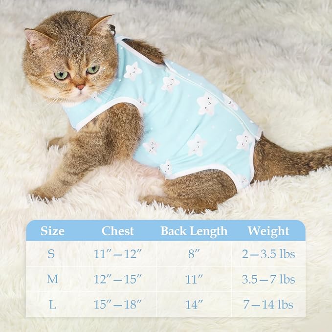 ANWA Cat Recovery Suit - Breathable Cat Surgery Recovery Suit Female, Cat Onesie for Cats After Surgery, Cat Spay Recovery Suit Female Abdominal Wounds