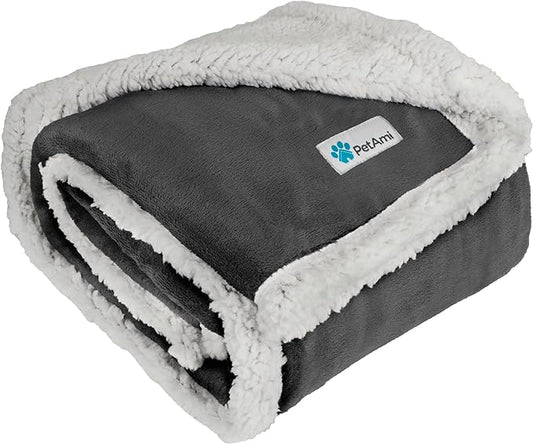 PetAmi Dog Blanket for Small Medium Dogs, Pet Bed Blanket Cat Puppy Kitten, Fleece Furniture Couch Cover Protector Sofa Car, Soft Sherpa Dog Throw Plush Reversible Washable, Mini 29x40 Dark Gray