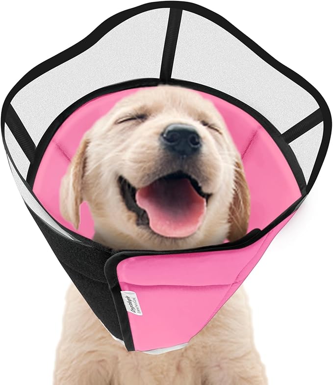 Soft Dog Cone for Dogs After Surgery, Breathable Pet Recovery Collar for Large Medium Small Dogs and Cats, Adjustable Dog Cone Collar, Elizabethan Collar (S, Pink)