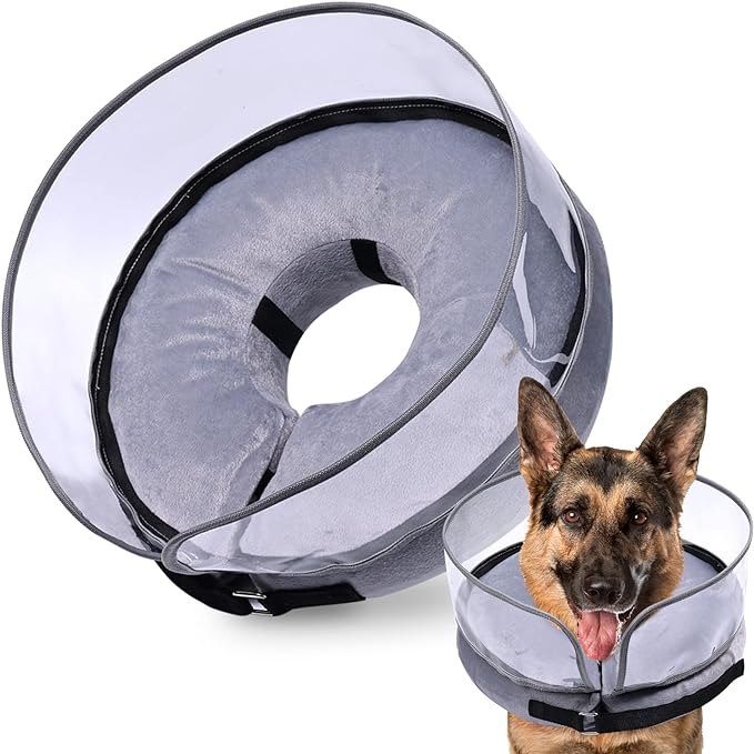 BARKLESS Dog Cone, Inflatable Dog Cone after Surgery for Small Medium Large Dogs, Soft Cones with Enhanced Anti-Licking Guard Shield for Pets, Protective Dog Donut Collar