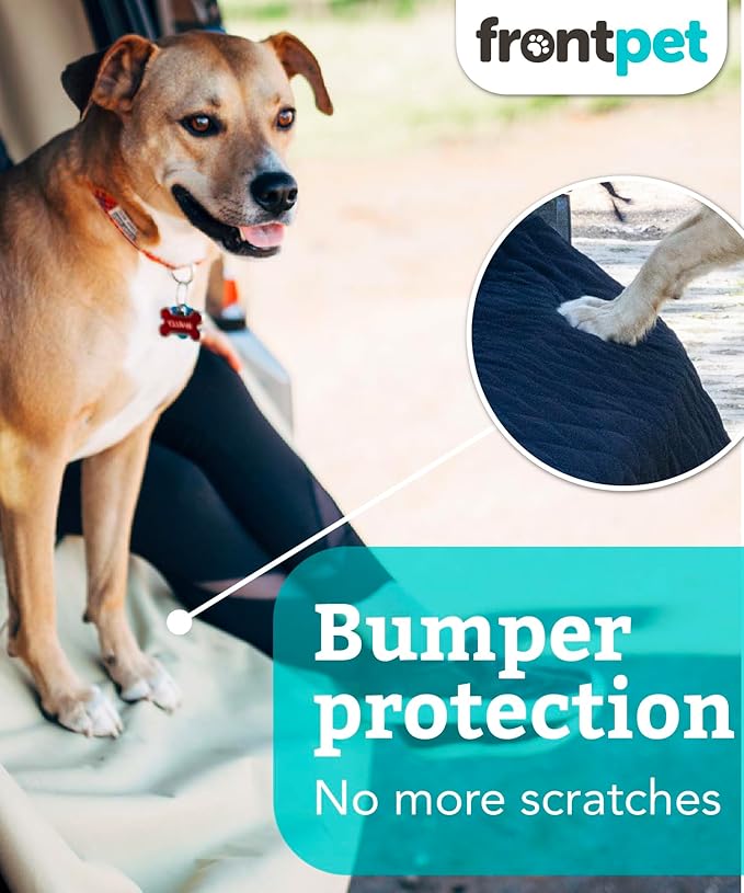 FrontPet Cargo Cover for Dogs, Water Resistant Pet Cargo Liner Dog Seat Cover Mat for SUVs Sedans Vans with Bumper Flap Protector, Non-Slip, Backseat Cover, Trunk Liner Universal Fit (Large/Tan)