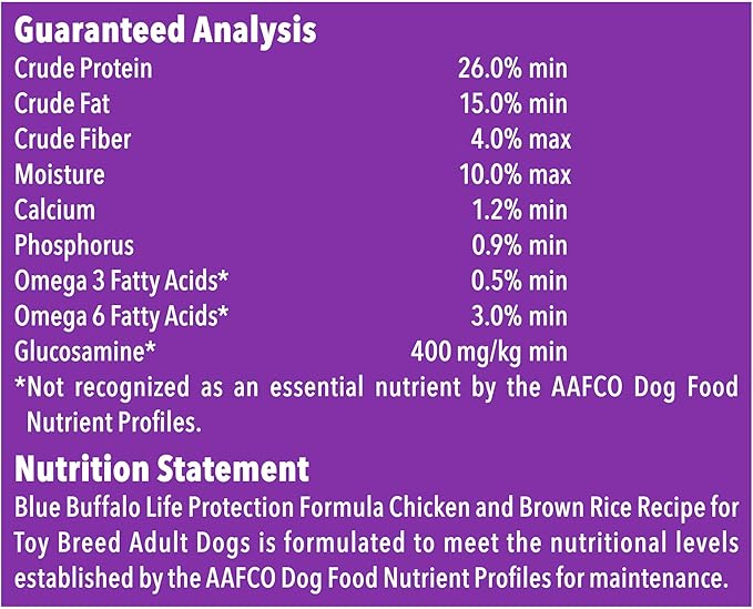 Blue Buffalo Life Protection Formula Natural Adult Toy Breed Dry Dog Food, Chicken and Brown Rice 4-lb (Pack of 2)