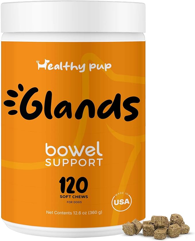 Glands Bowel Support - 120 Delicious Scoot Soft Chews for Scooting, Healthy Anal Glands, and Digestive Health - Made with Pumpkin Powder for Dogs