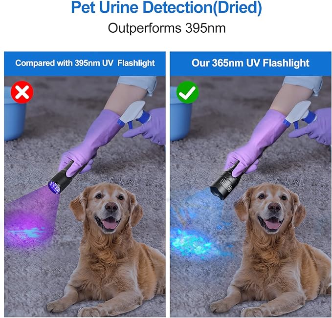 Vansky X7 Pro 365nm UV Light Blacklight Flashlights: LED Black Light Flashlite Professional Ultraviolet Flashlight Pet Urine Detector for Dog Cat, Resin Curing and Rock Hunting(Batteries are Included)