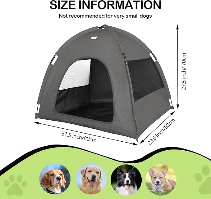 Pet Teepee House,Cat and Dog Waterproof Tent House,Breathable Washable Indoor/Outdoor Pet Tent,Suitable for Kitty,Puppy,Bunny and Small Animal(Grey L)