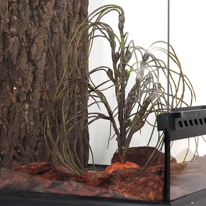 Reptile Terrarium Decor Plants, Bearded Dragon Tank Accessories fit Crested Gecko Leopard Lizard Chameleon Ball Python Snake Frog - Fake Forage Grass Plants