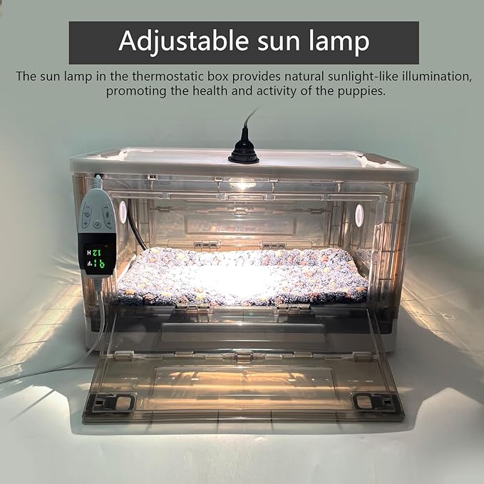 Incubator for Puppies,Kitten Incubator with Heating,Puppy Incubator for Dogs, Incubator for Newborn Puppies and Kittens，Small Mammal Incubator (55L)