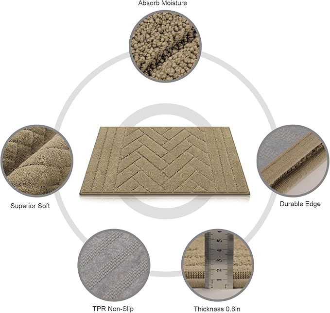 Tindbea Dog Mat for Muddy Paws,Absorbs Moisture Dirt Non-Slip Washable Mud Mat for Dogs,Soft Rubber Backing Front Inside Pet Rug for Entryway, Mud Dog Paws, Patio(20"x31.5",Latte)