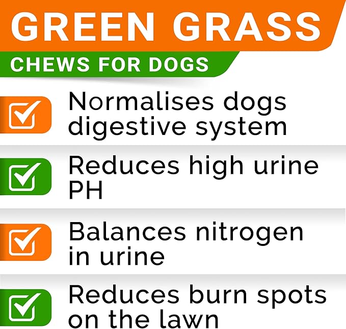 STRELLALAB Green Grass Chews - Pee Grass Spot Saver Caused by Dog Urine - Urine Neutralizer for Lawn, Gut Health Probiotics & Digestive Enzymes,Lawn Burn from Dog Urine, Grass Burn Spot Chews