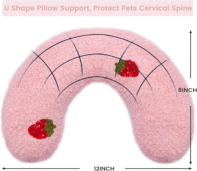 Cutated Dog Calming Pillow Dog Neck Pillow Cat Pillow for Indoor Small Pet Dogs and Cats (Pink)