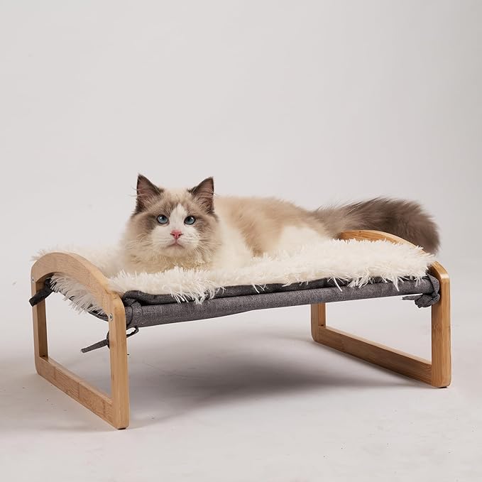 7 Ruby Road Large Cat Hammock Bed with Two Washable Covers for All Seasons - Wooden, Elevated Cat Beds for Indoor Cats, Dogs, Rabbit and Small Pets, 20 X 16.3 X 8 Inch Pet Furniture