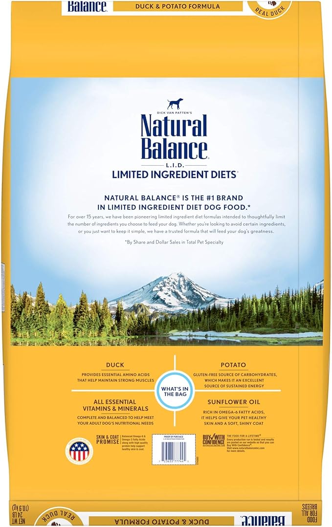 Natural Balance Limited Ingredient Diet Duck & Potato Adult Grain-Free Dry Dog Food 24-lb. Bag