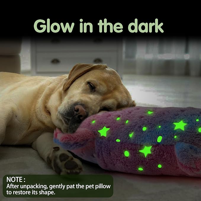 Dog Calming Pillow Glow in The Dark, Soft U-Shaped Pet Pillows for Dogs & Cats, Machine Washable, Dog Neck Pillow, Joint Relief, Better Sleep (Large, Pink)