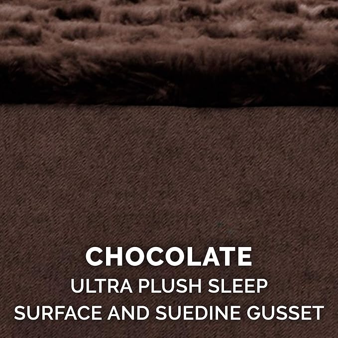 Furhaven Memory Foam Dog Bed for Large/Medium Dogs w/ Removable Washable Cover, For Dogs Up to 55 lbs - Ultra Plush Faux Fur & Suede Mattress - Chocolate, Large