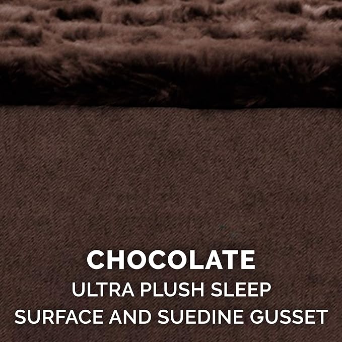 Furhaven Orthopedic Dog Bed for Large/Medium Dogs w/ Removable Washable Cover, For Dogs Up to 55 lbs - Ultra Plush Faux Fur & Suede Mattress - Chocolate, Large
