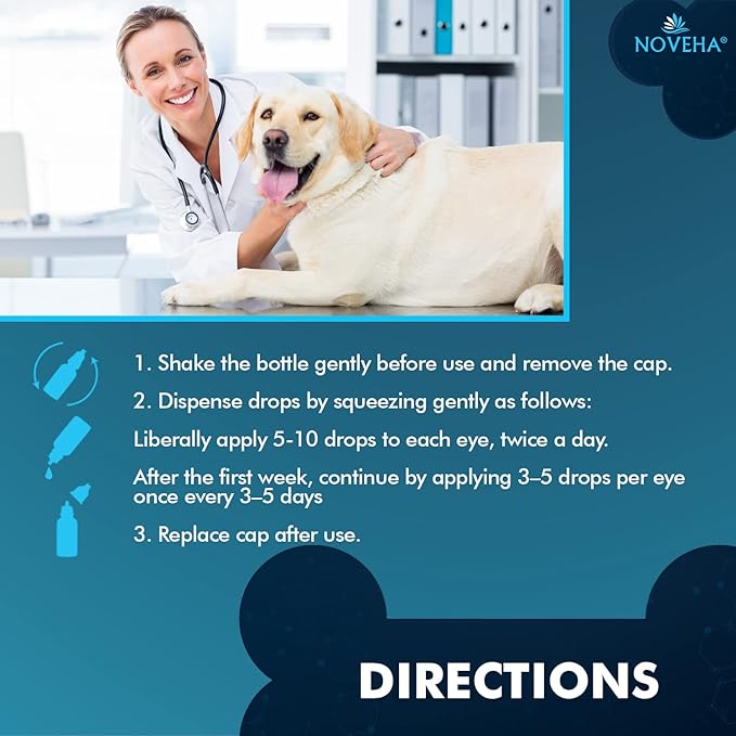 NOVEHA Cataract Drops for Pets, Gentle&Safe Dog Eye Drops, Improve Eye Vision and Cataracts, for Dogs, Cats, Horses, Rabbit, 2x10mL