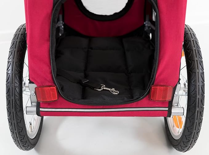 TRIXIE Dog Trailer for Bicycles, Dog Bike Trailer for Small Dogs up to 33 lbs, Quick Set-up and Fold Down, Red