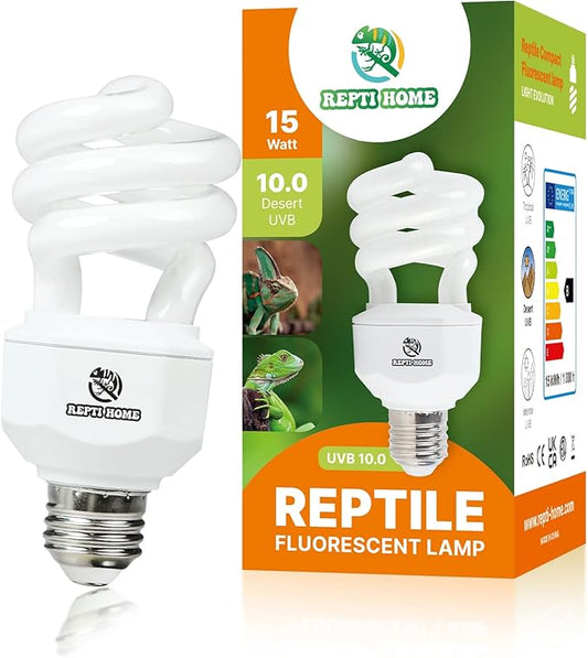 UVA UVB Reptile Light 15W 10.0,Desert Terrarium Compact Fluorescent Lamp,UVB Reptile Light Bulb for Snake,Spider,Bearded Dragon