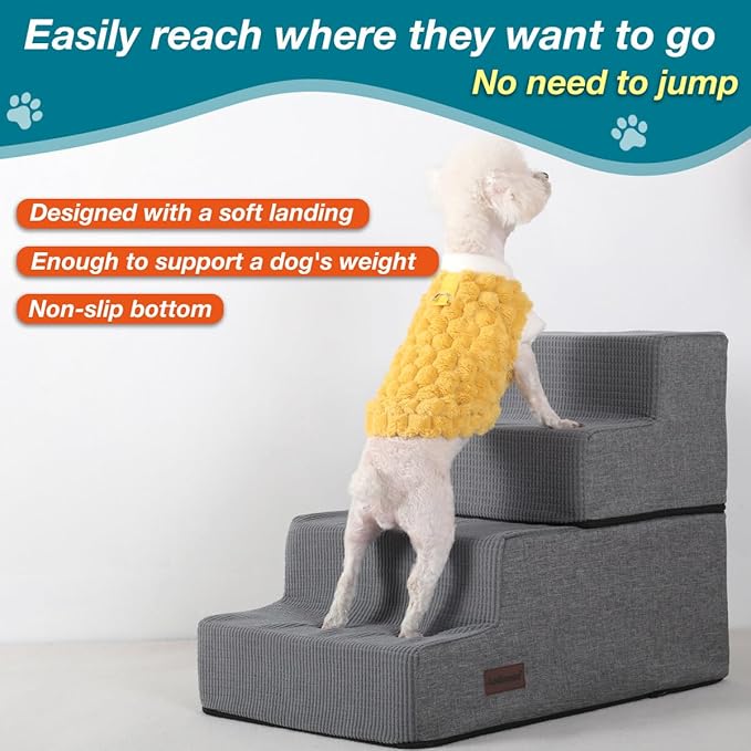 Dog Stairs for High Bed,4 Steps Pet Stairs for Small Dogs and Cats，Anti-Slip Removable Dog Steps for Bed,Bed Stairs for Dog