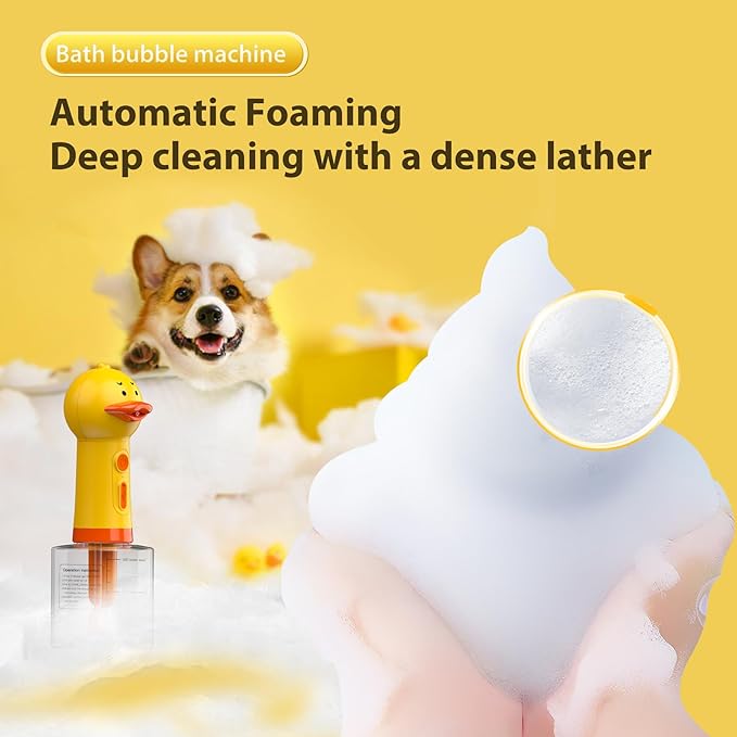 Electric Dog Cleaning Foam Machine, Automatic Dog Soap Dispenser for Bath, Rechargeable Pet Shampoo Mixing Bottle for Cleaning, IPX7 Waterproof Dog Bath Supplies for Dog Cat Puppy Children