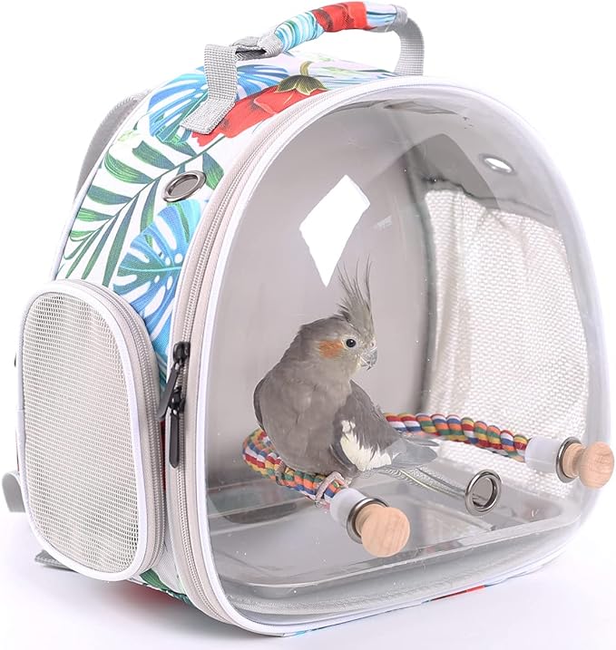 Bird Carrier Backpack with Rope Perch, Portable Bird Travel Carrier Backpack (Multi-Colored, Bird Carrier)