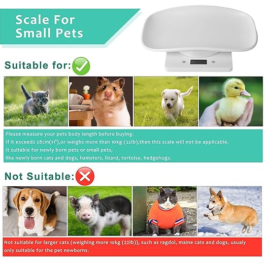 Digital Small Animals Scales for Weighing with Tape Measure, Puppy Whelping Scale Weigh Your Kitten, Rabbit with High Precision, Inclue 15 Color Newborn Puppy Collars and 6 Record Keeping Charts