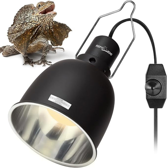 REPTI ZOO Reptile Light Fixture with Dimmable Switch,5.5 inch Deep Dome Lamp Fixture for Reptile Tank Terrarium,Optical Reflection Cover for UVB UVA Bulb Basking Heat Bulb