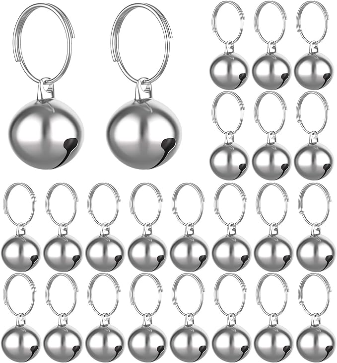 Outus 24 Sets of Cat Bells for Cat and Dog Collar Loud Pendant Pet Cat and Dog Bell Pet Pendant Accessories (Silver)