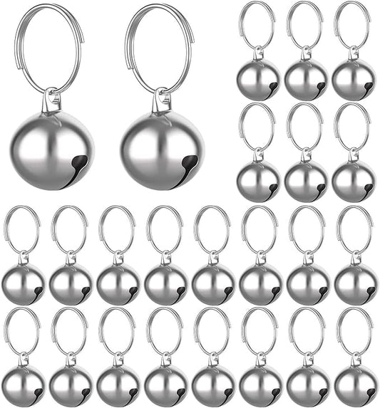 Outus 24 Sets of Cat Bells for Cat and Dog Collar Loud Pendant Pet Cat and Dog Bell Pet Pendant Accessories (Silver)