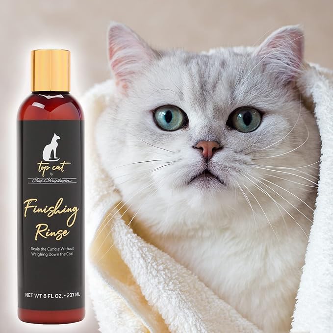 Chris Christensen Top Cat Finishing Rinse for Cats, Groom Like a Professional, Seals The Cuticle, Doesn't Weigh Down Coat, Made in USA, 8 oz
