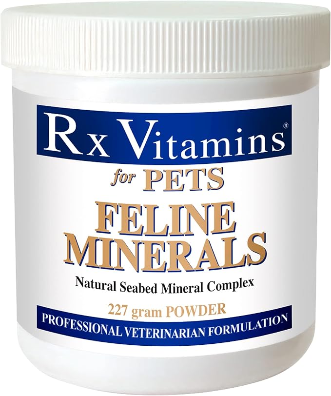 Rx Vitamins Feline Minerals - Mineral Powder with Calcium, Magnesium, Potassium, & Taurine for Cats - Cat Dental Care Plus Immune Support - 8 oz