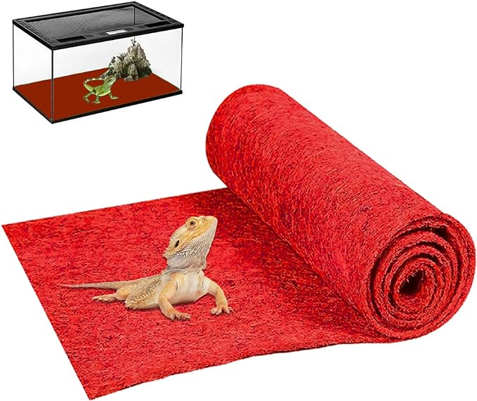 47" x 24" Large Reptile Carpet Terrarium Liner Bedding Reptile Substrate Mat Supplies for Bearded Dragon Snake Lizard Tortoise Leopard Gecko (Red)