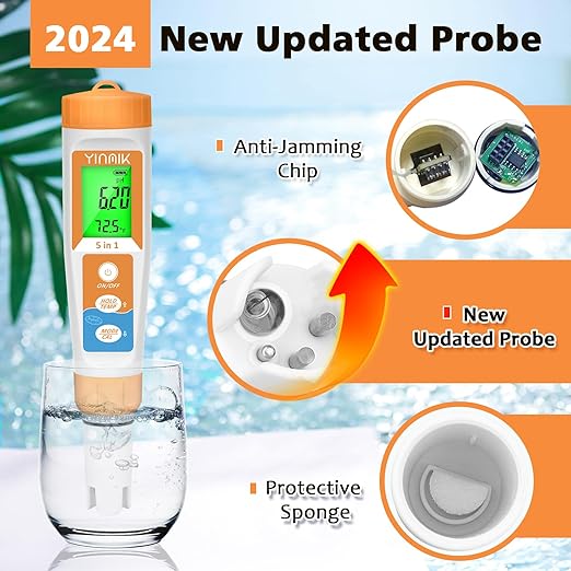 Pool Salt Tester New Update 5 in 1 pH TDS EC Salinity Meter for Saltwater Swimming Pools Hot Tub Digital Salinity Tester for Saltwater Aquarium Water More Accuracy pH and ppm Meter Hydroponic…