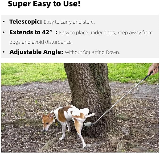 Dog Urine Sample Catcher,Adjustable Angle Long Handled Telescopic Dog Urine Collector,Super Easy to Use Dog Pee Catcher Urine Stick for Small Large Female Dogs